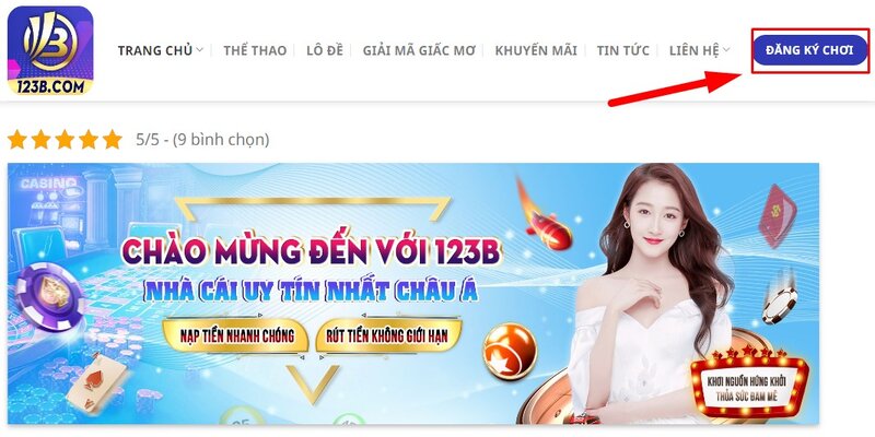 Đăng ký 123B 6 Ấn vào nút đăng ký chơi
