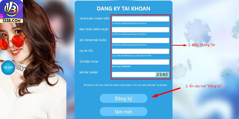 Đăng ký 123B 7 Điền thông tin đăng ký 123B