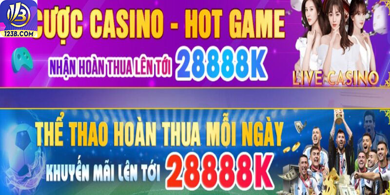 Khuyến mãi 123B 12 Hoàn trả 28888K cho Casino và Thể Thao