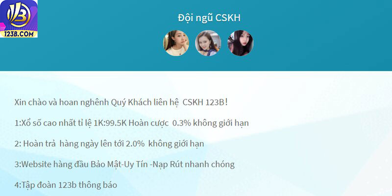Câu hỏi thường gặp tại 123B 6 Liên hệ với đội ngũ CSKH khi gặp sự cố