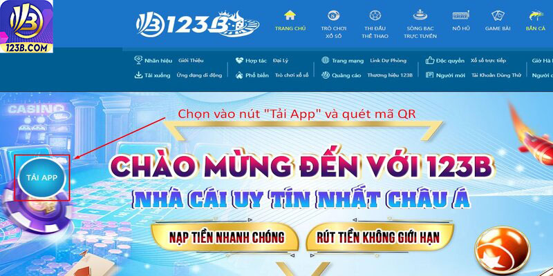 Tải App 123B 6 Tải app và quét mã QR