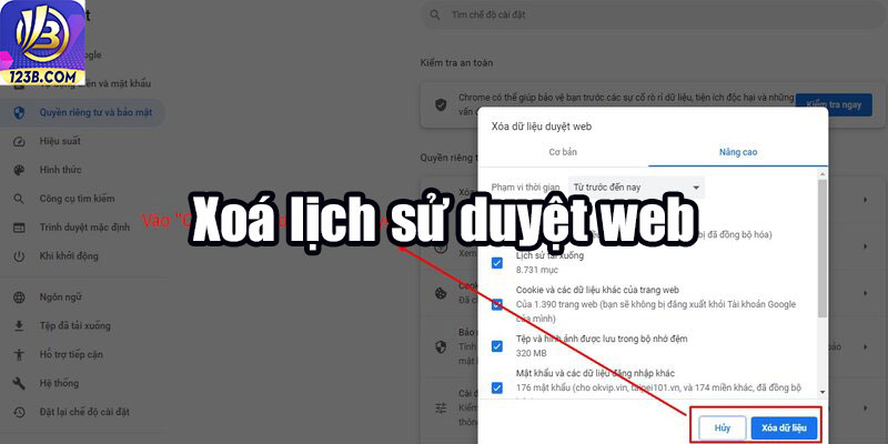 Hướng dẫn chống Hack DNS 7 Xoá lịch sử duyệt web